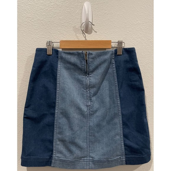 FREE PEOPLE Two Tone Patchwork Denim Mini Skirt - Picture 5 of 5